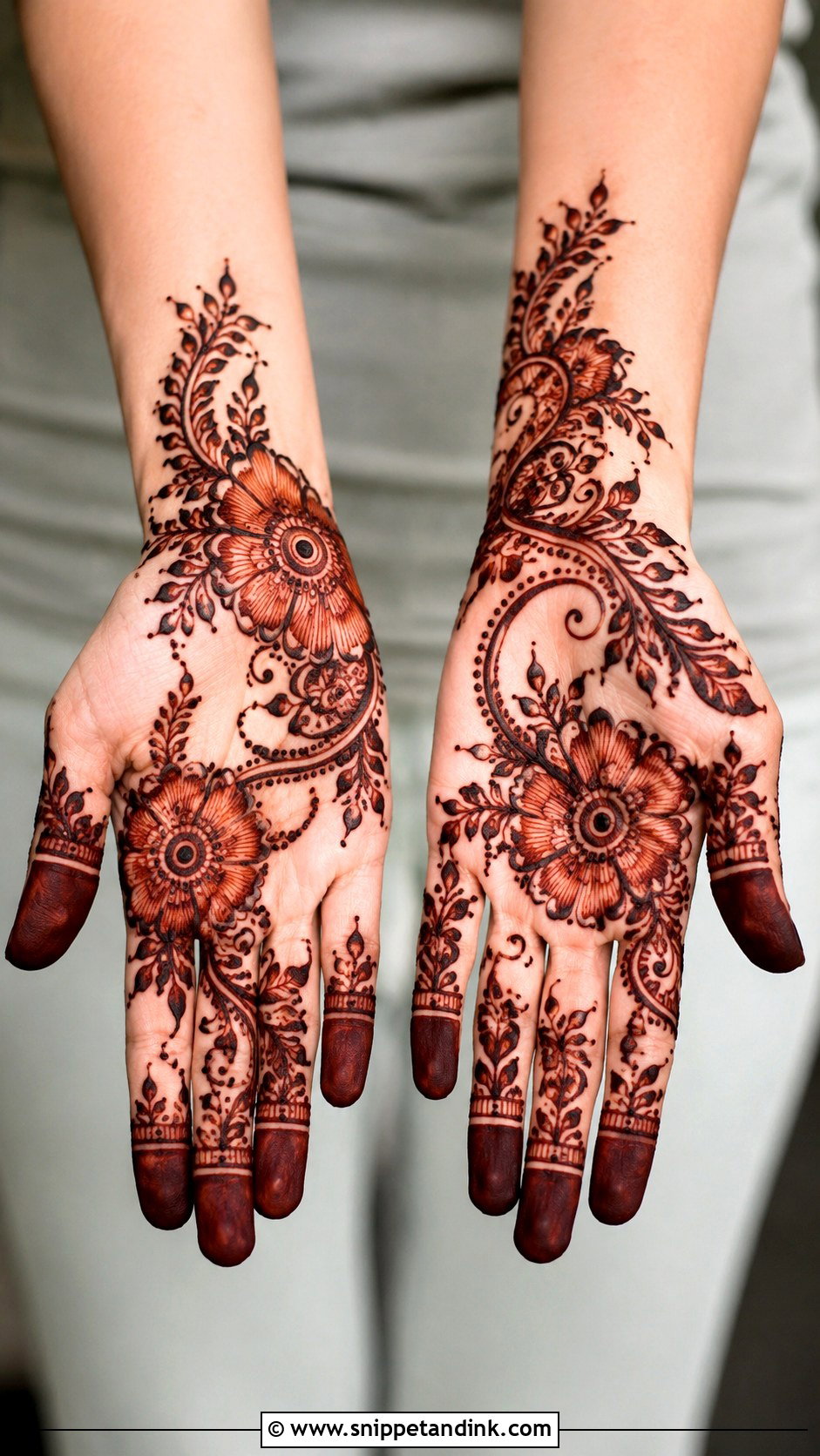 Arabic Front Hand Mehndi With Shaded Flowers - Snippet and Ink - 35 Latest Arabic Front Hand Mehndi Designs