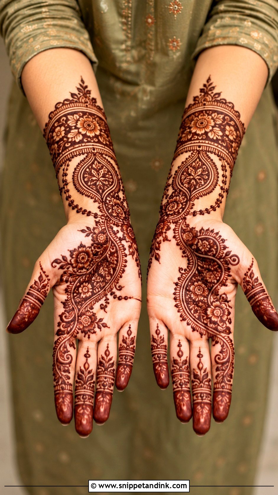 Arabic Front Hand Mehndi With Wrist Cuff - Snippet and Ink - 35 Latest Arabic Front Hand Mehndi Designs