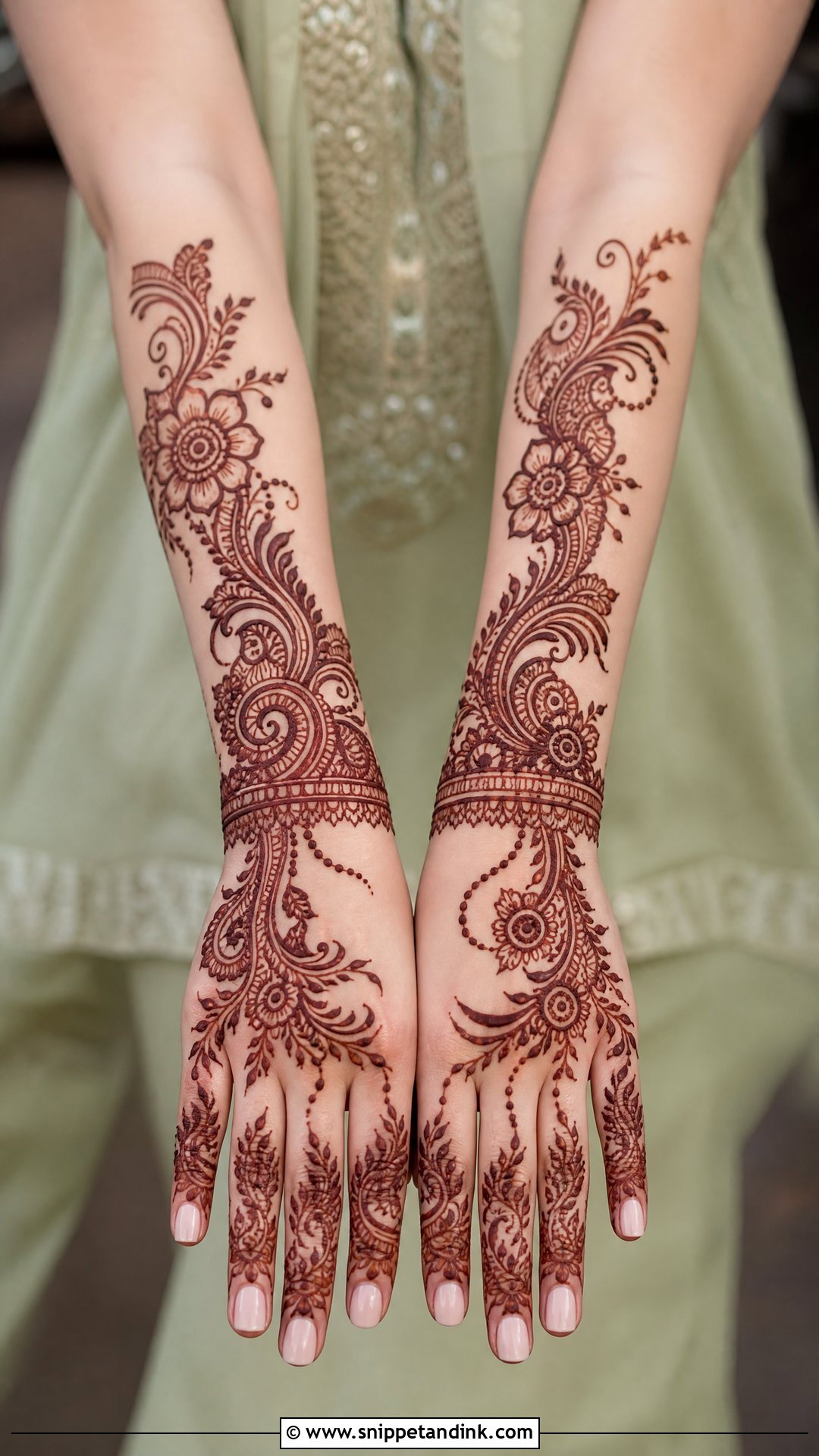 Arabic Full Arm Mehndi Design - Snippet and Ink - 35 Arabic Mehndi Designs