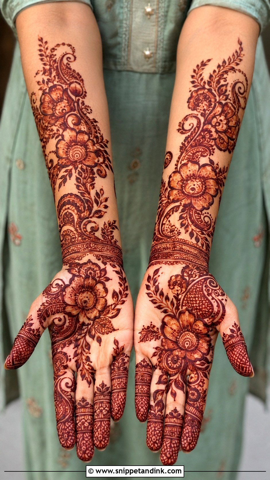 Arabic Full Hand Front Mehndi Design - Snippet and Ink - 35 Arabic Front Hand Mehndi Designs