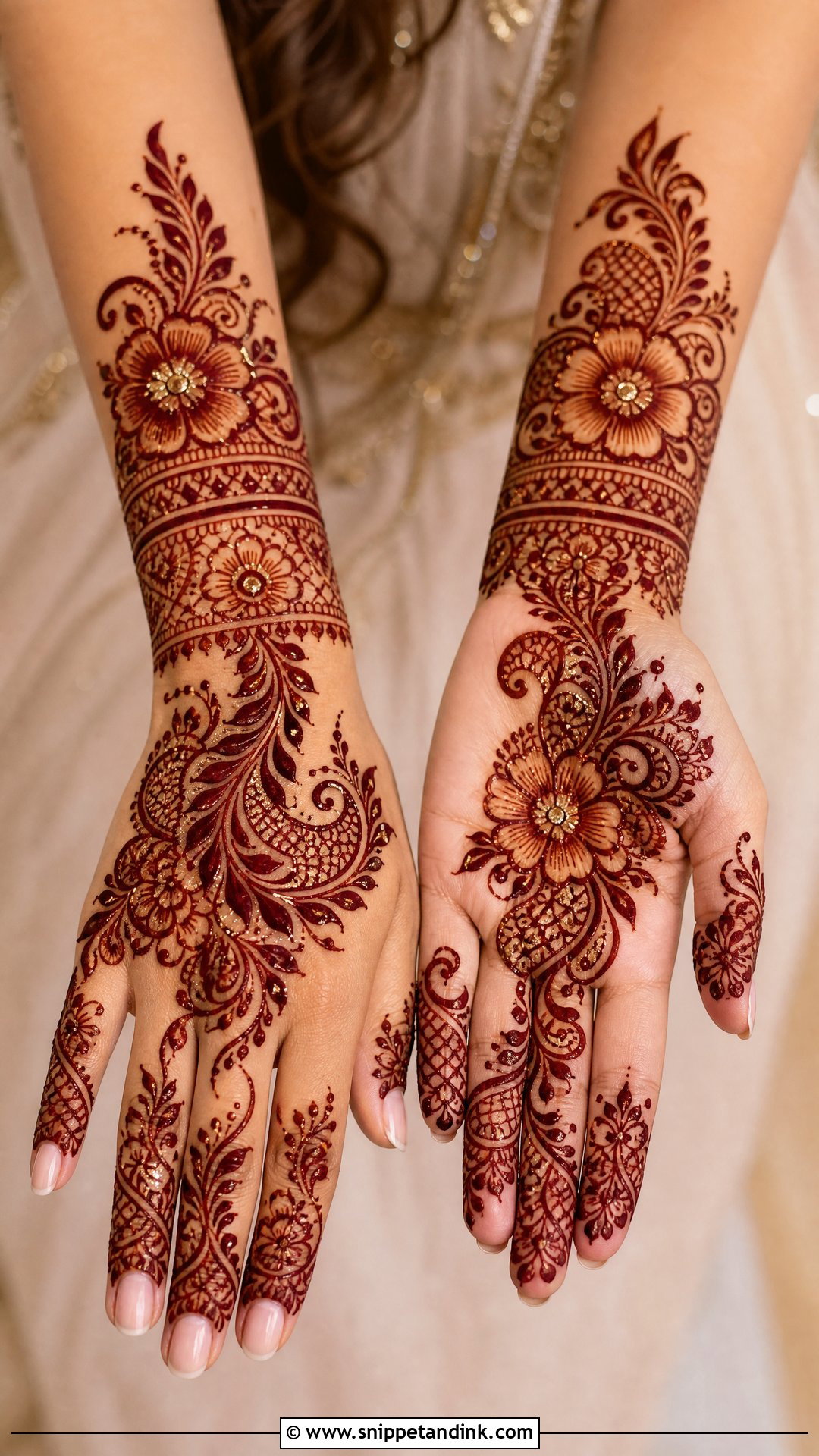 Arabic Glitter Bridal Mehndi Design - Snippet and Ink - 25 Arabic Wedding Mehndi Designs