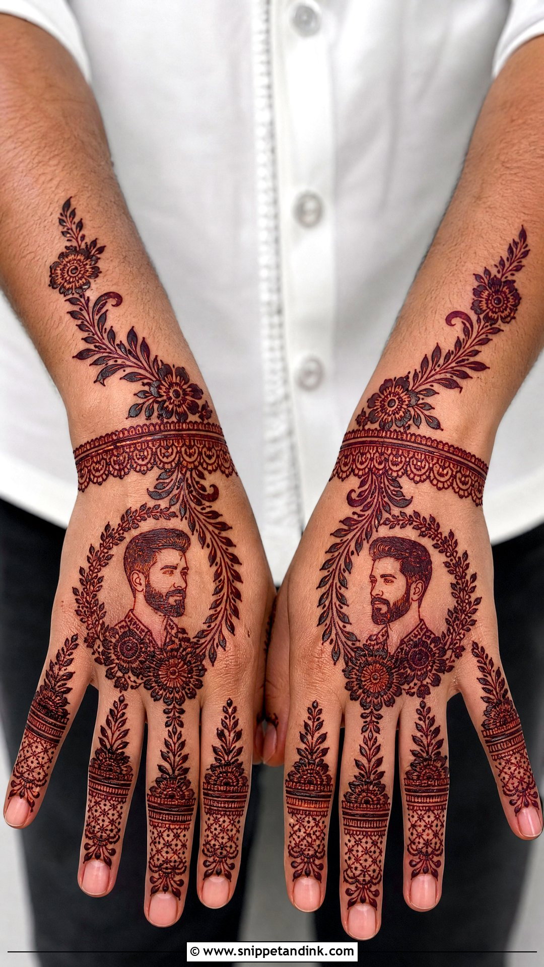 Arabic Groom Face Mehndi Design - Snippet and Ink - 25 Groom Face Mehndi Designs