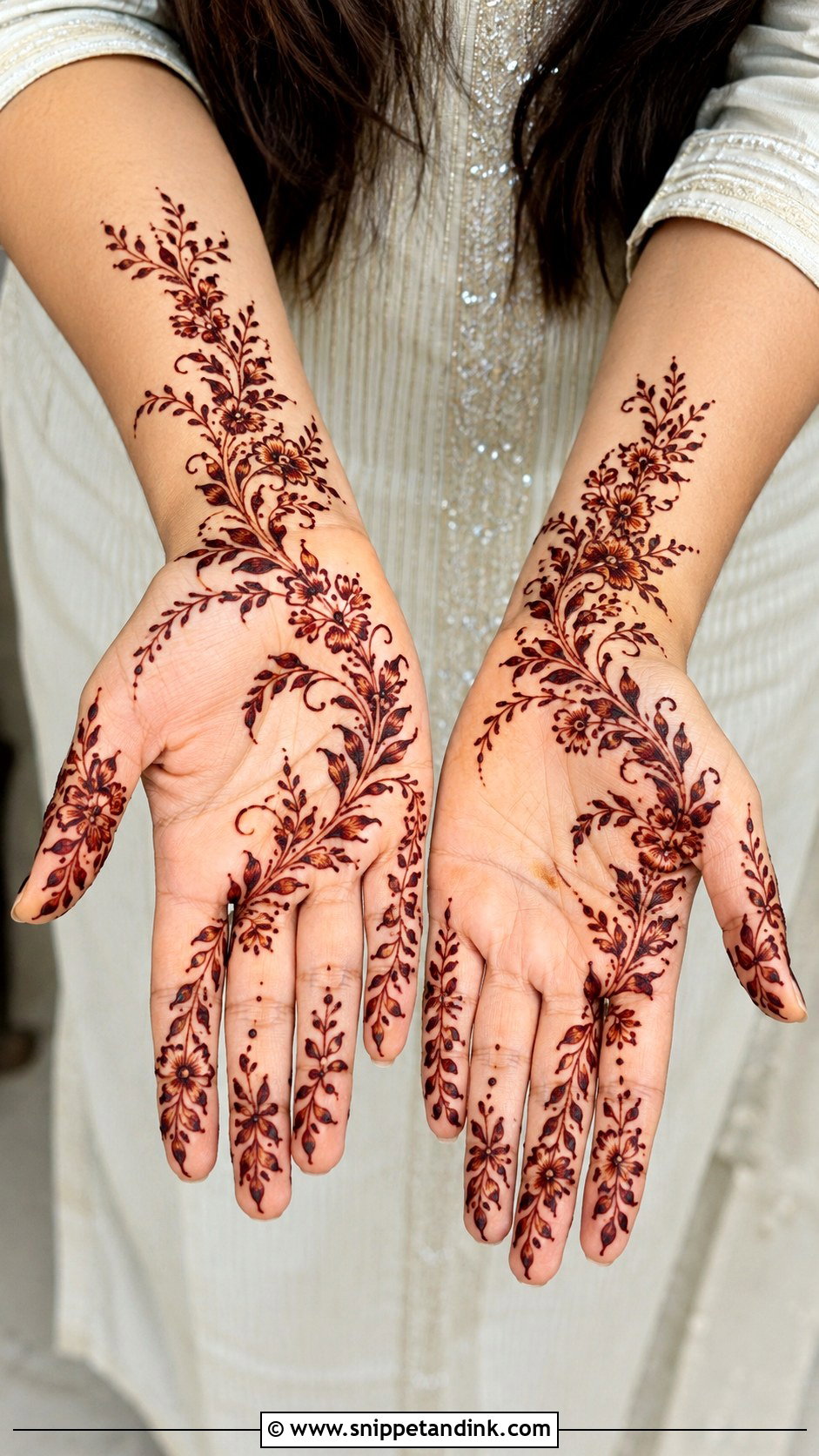 Arabic Leafy Vine Front Hand Mehndi Design - Snippet and Ink - 35 Arabic Front Hand Mehndi Designs