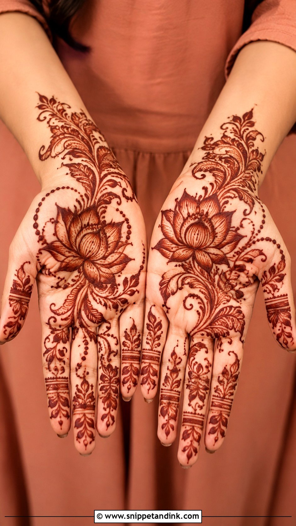 Arabic Lotus Front Hand Mehndi Design - Snippet and Ink - 35 Arabic Front Hand Mehndi Designs