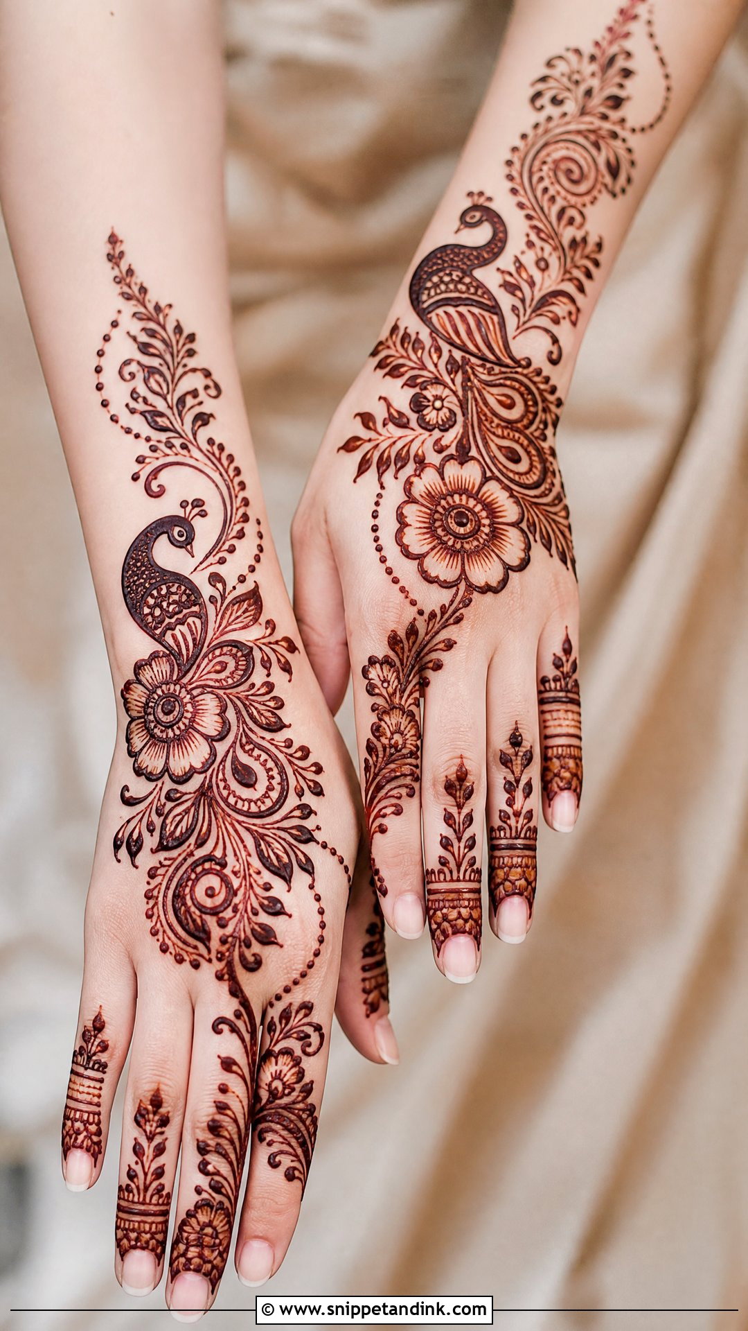 Arabic Peacock Bridal Mehndi Design - Snippet and Ink - 20 Peacock Bridal Mehndi Designs