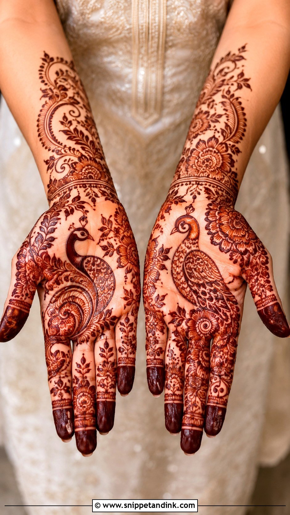 Arabic Peacock Front Hand Mehndi Design - Snippet and Ink - 35 Arabic Front Hand Mehndi Designs