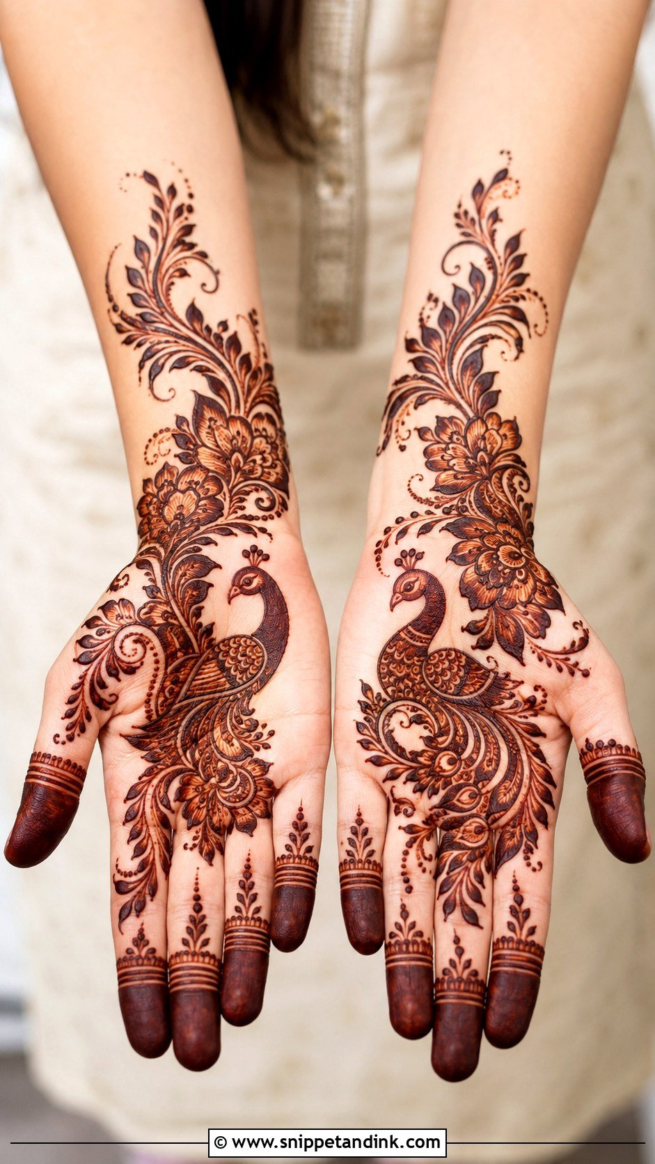 Arabic Peacock Mehndi Design - Snippet and Ink - 35 Modern Arabic Mehndi Designs