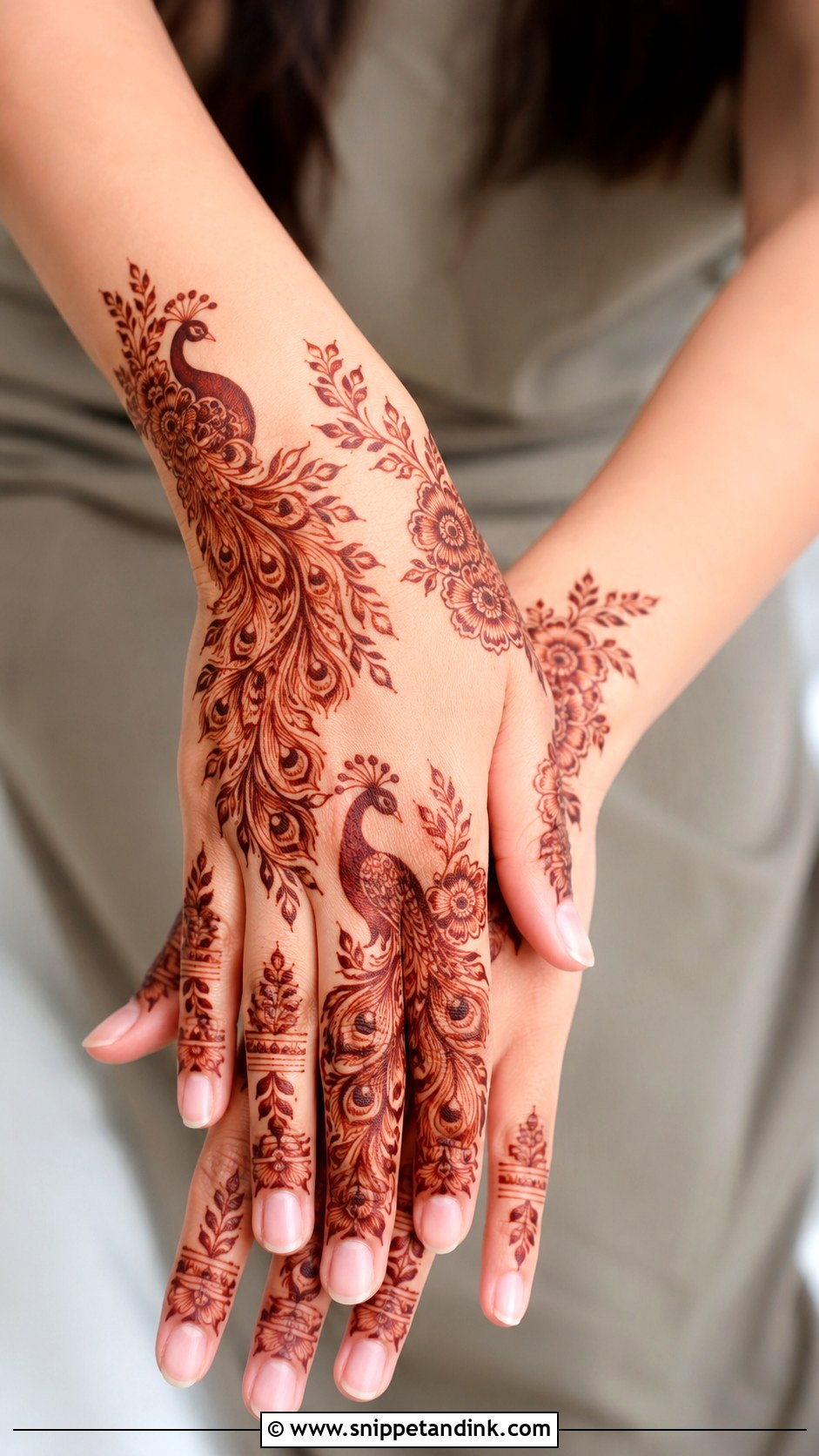 Arabic Peacock Mehndi Design - Snippet and Ink - 35 Peacock Mehndi Designs
