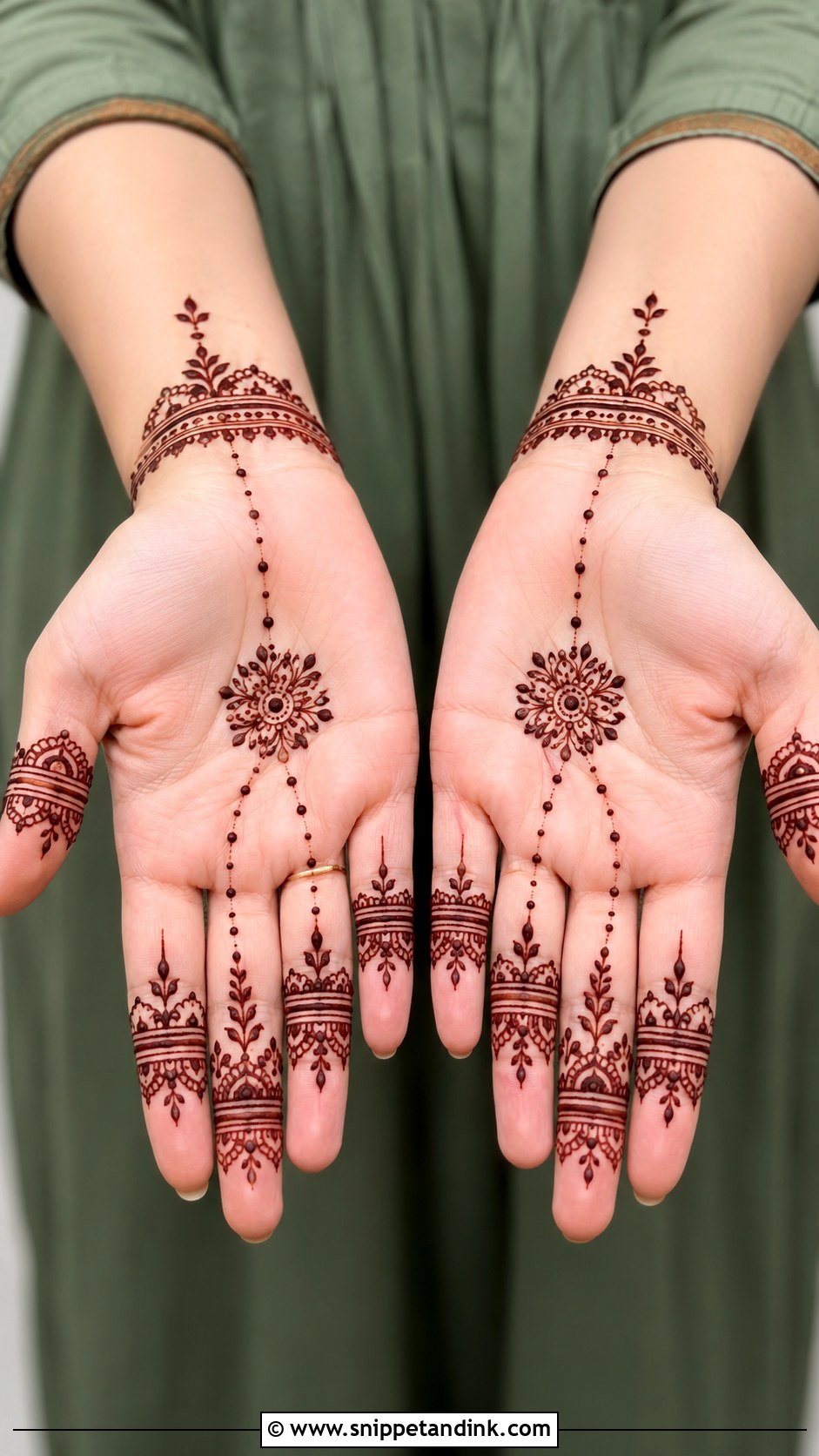 Arabic Ring Front Hand Mehndi Design - Snippet and Ink - 35 Arabic Front Hand Mehndi Designs