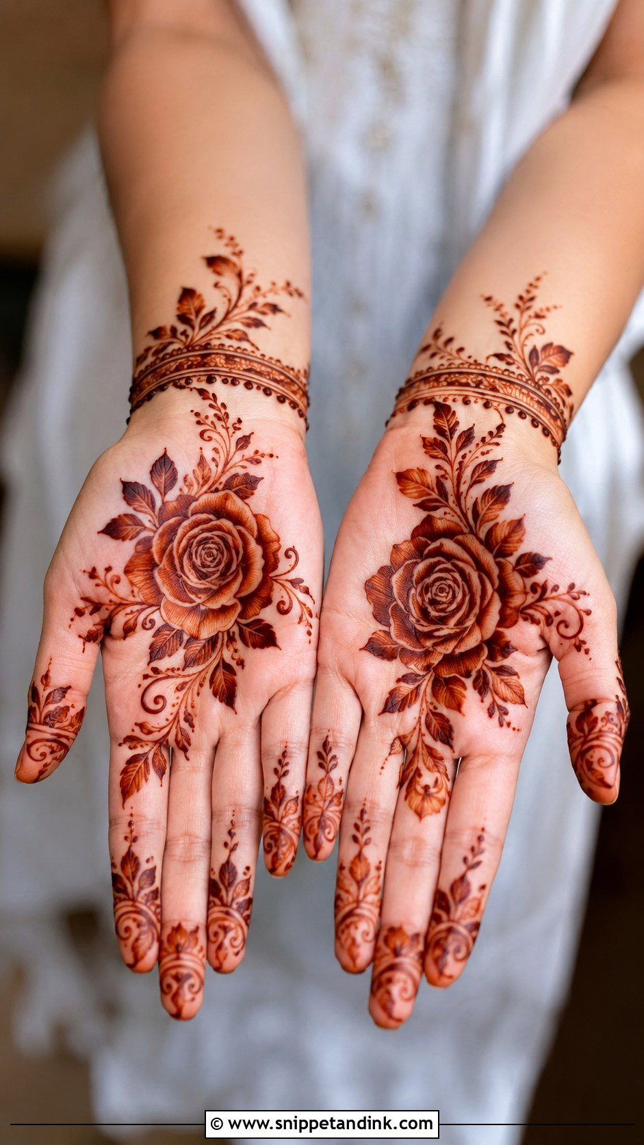 Arabic Rose Front Hand Mehndi Design - Snippet and Ink - 35 Arabic Front Hand Mehndi Designs
