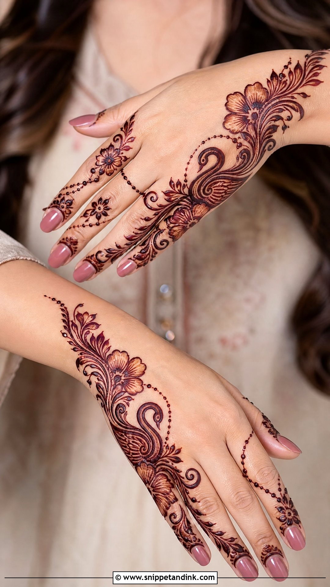 Arabic Swan Mehndi Design - Snippet and Ink - 30 Swan Mehndi Designs