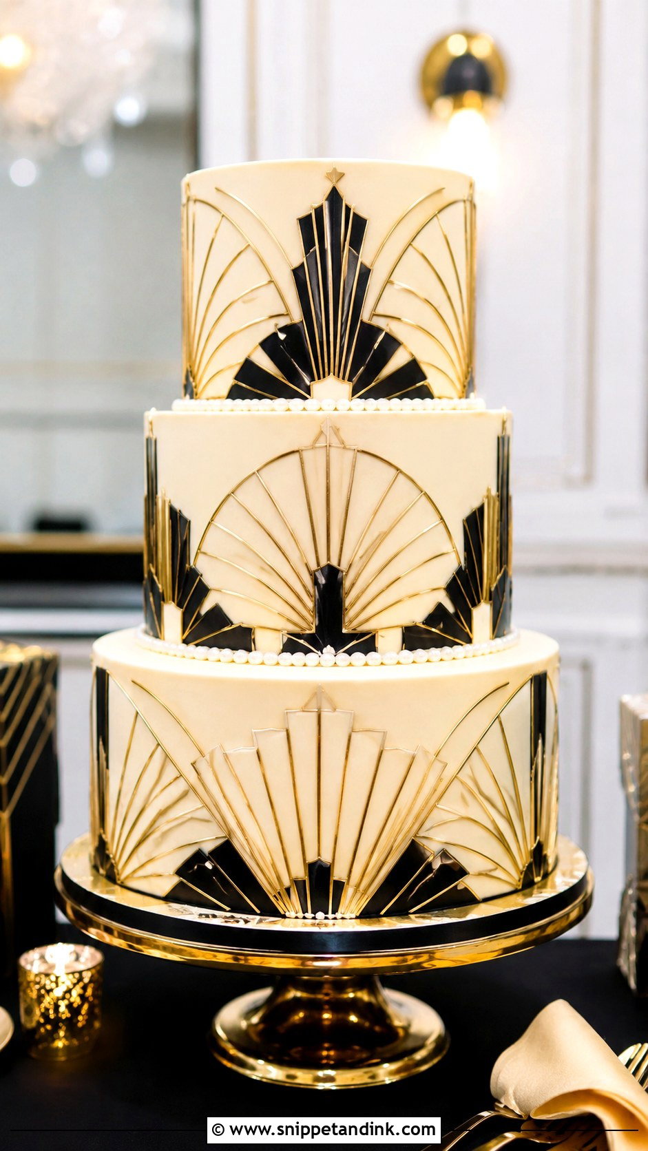 Art Deco 3 Tier Wedding Cake No Flowers - Snippet and Ink - 20 3 Tier Wedding Cake No Flowers