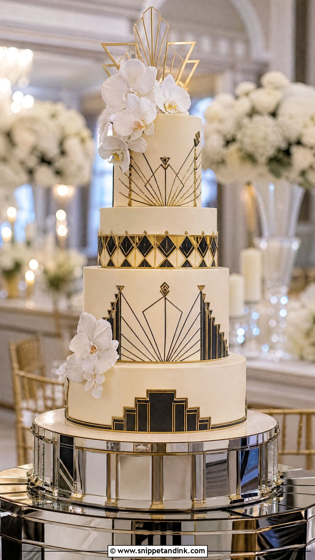 Art Deco Geometric Wedding Cake - Snippet and Ink - 25 Geometric Cake Ideas for Wedding