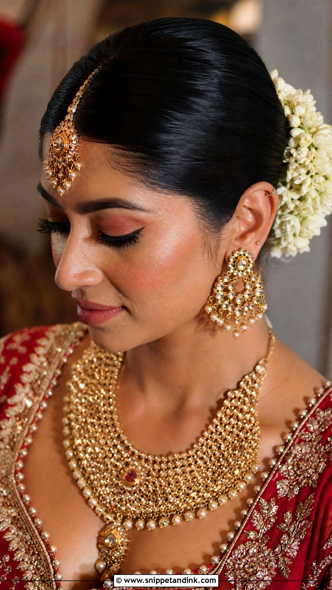 Asian Bridal Bun With Maang Tikka - Snippet and Ink - 15 Asian Bridal Hair Updo Ideas