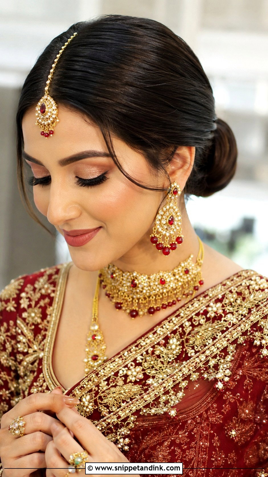 Asian Bridal Center Part Bun - Snippet and Ink - 20 Asian Bridal Hairstyles