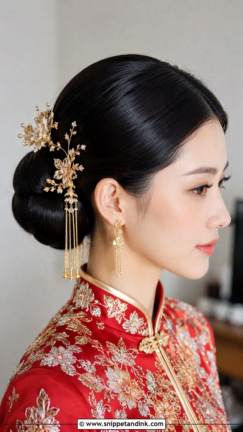 Asian Bridal Chinese Hair Bun - Snippet and Ink - 20 Asian Bridal Hairstyles