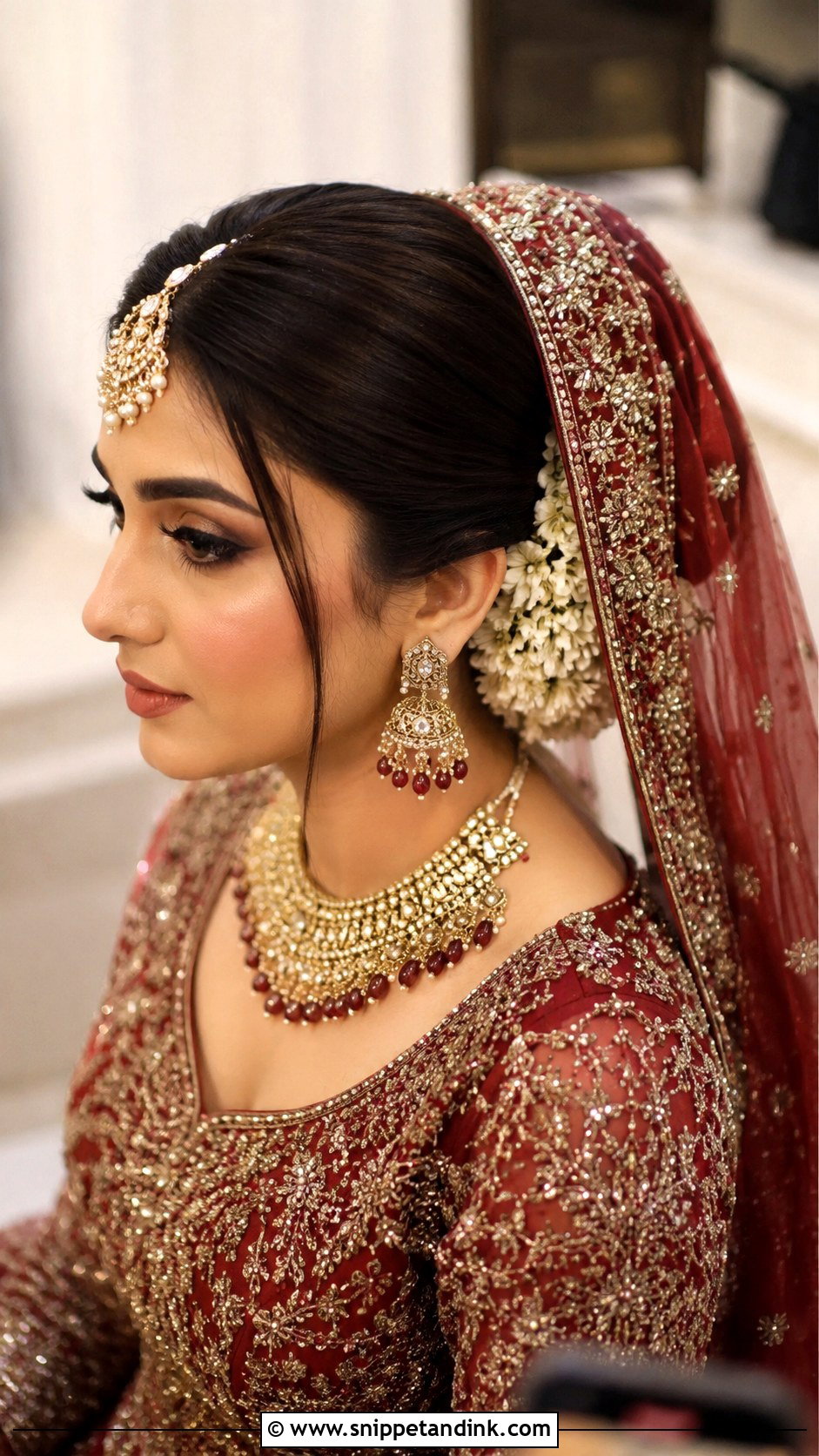 Asian Bridal Dupatta Bun - Snippet and Ink - 20 Asian Bridal Hairstyles