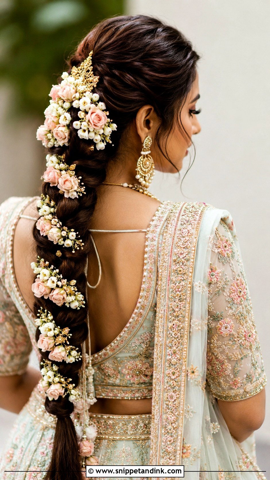 Asian Bridal Floral Braid - Snippet and Ink - 20 Asian Bridal Hairstyles