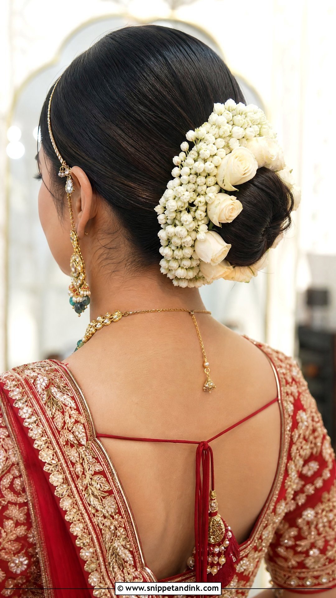 Asian Bridal Flower Bun - Snippet and Ink - 15 Asian Bridal Hair Updo Ideas