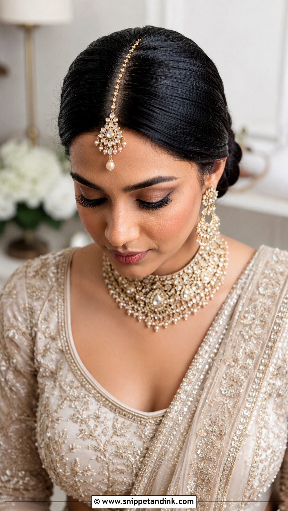 Asian Bridal Hair With Maang Tikka - Snippet and Ink - 20 Asian Bride Hair Ideas