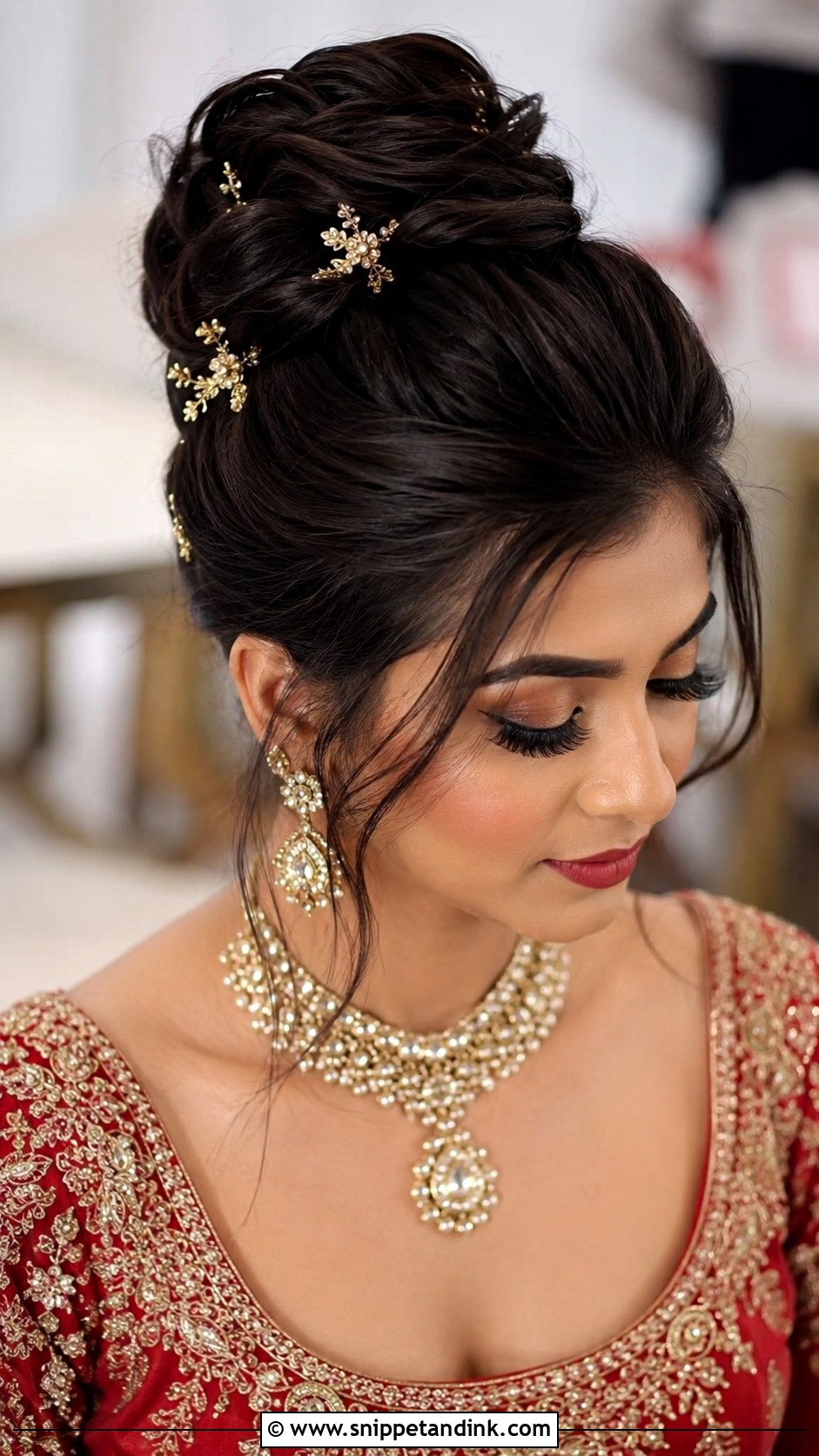 Asian Bridal High Bun - Snippet and Ink - 20 Asian Bridal Hairstyles