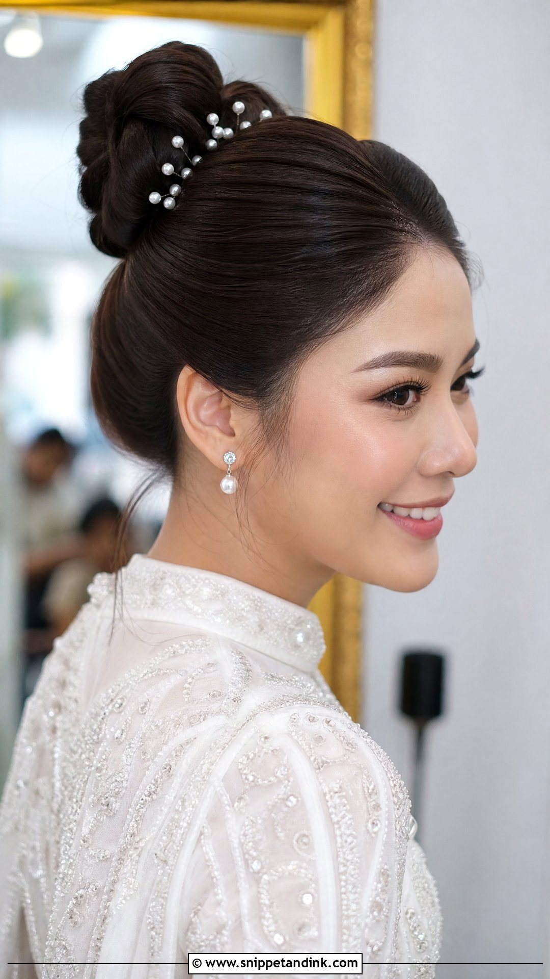 Asian Bridal High Bun - Snippet and Ink - 15 Asian Bridal Hair Updo Ideas