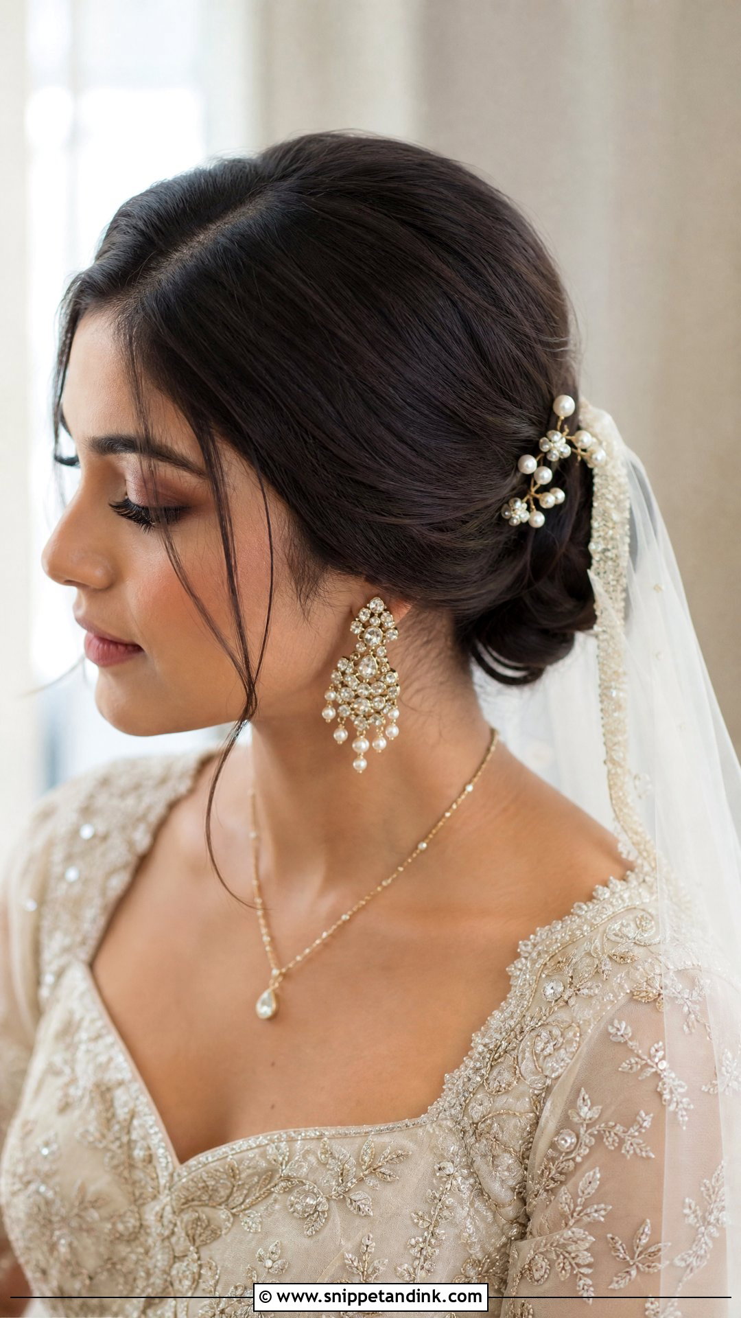 Asian Bridal Low Bun - Snippet and Ink - 15 Asian Wedding Hair Updo Ideas
