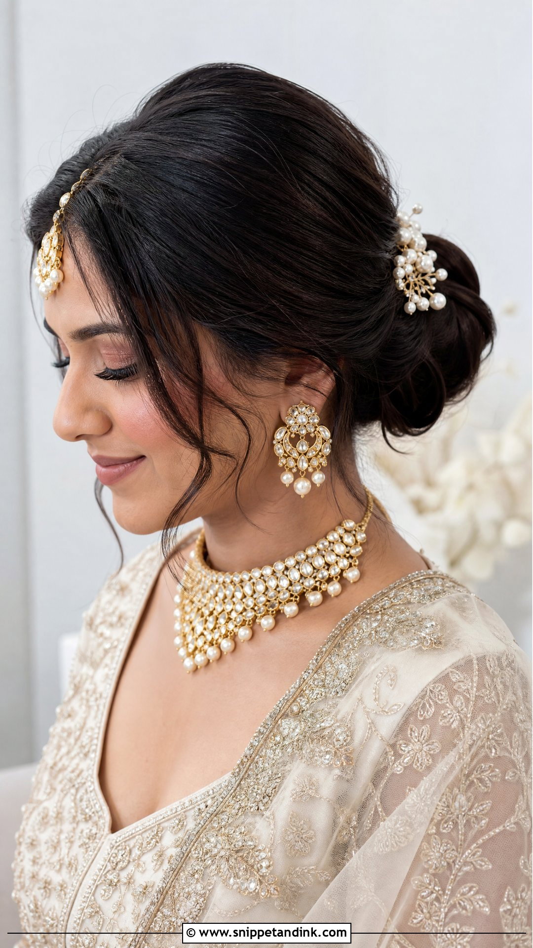 Asian Bridal Low Bun - Snippet and Ink - 15 Asian Bridal Hair Updo Ideas
