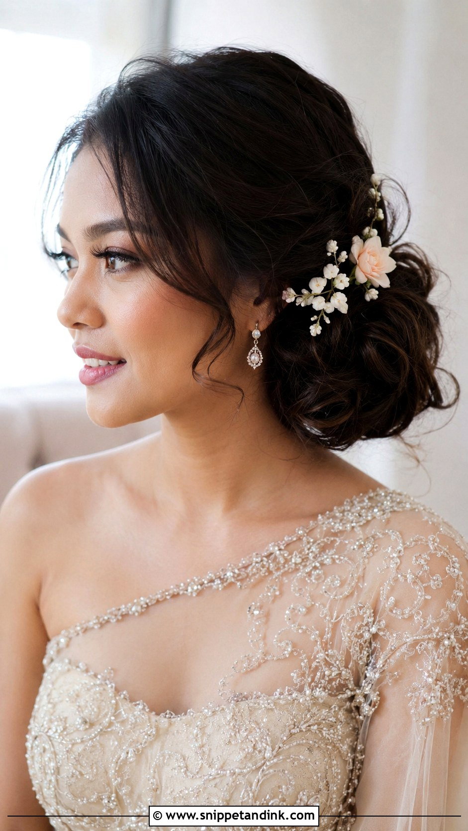 Asian Bridal Side Bun - Snippet and Ink - 20 Asian Bridal Hairstyles