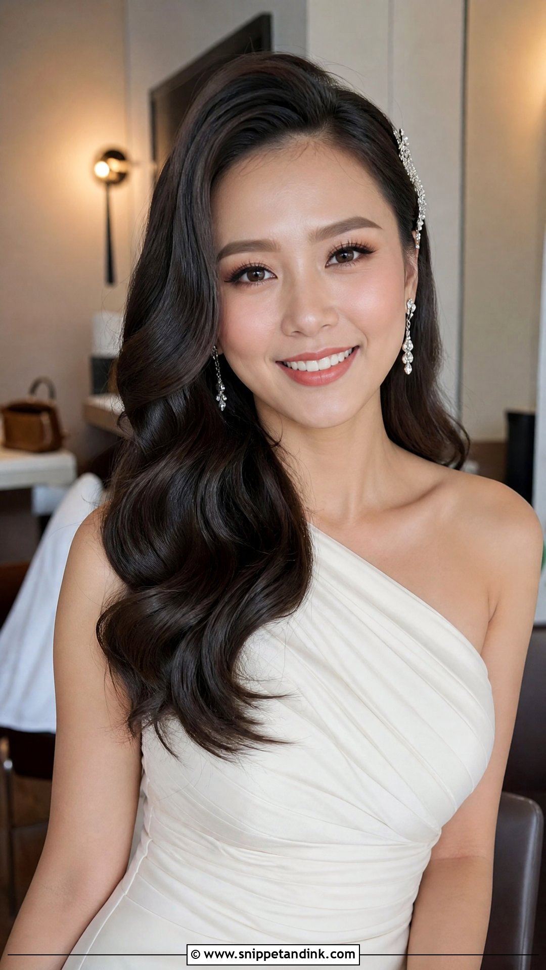 Asian Bridal Side Swept Hair - Snippet and Ink - 15 Asian Hair Wedding Hairstyles