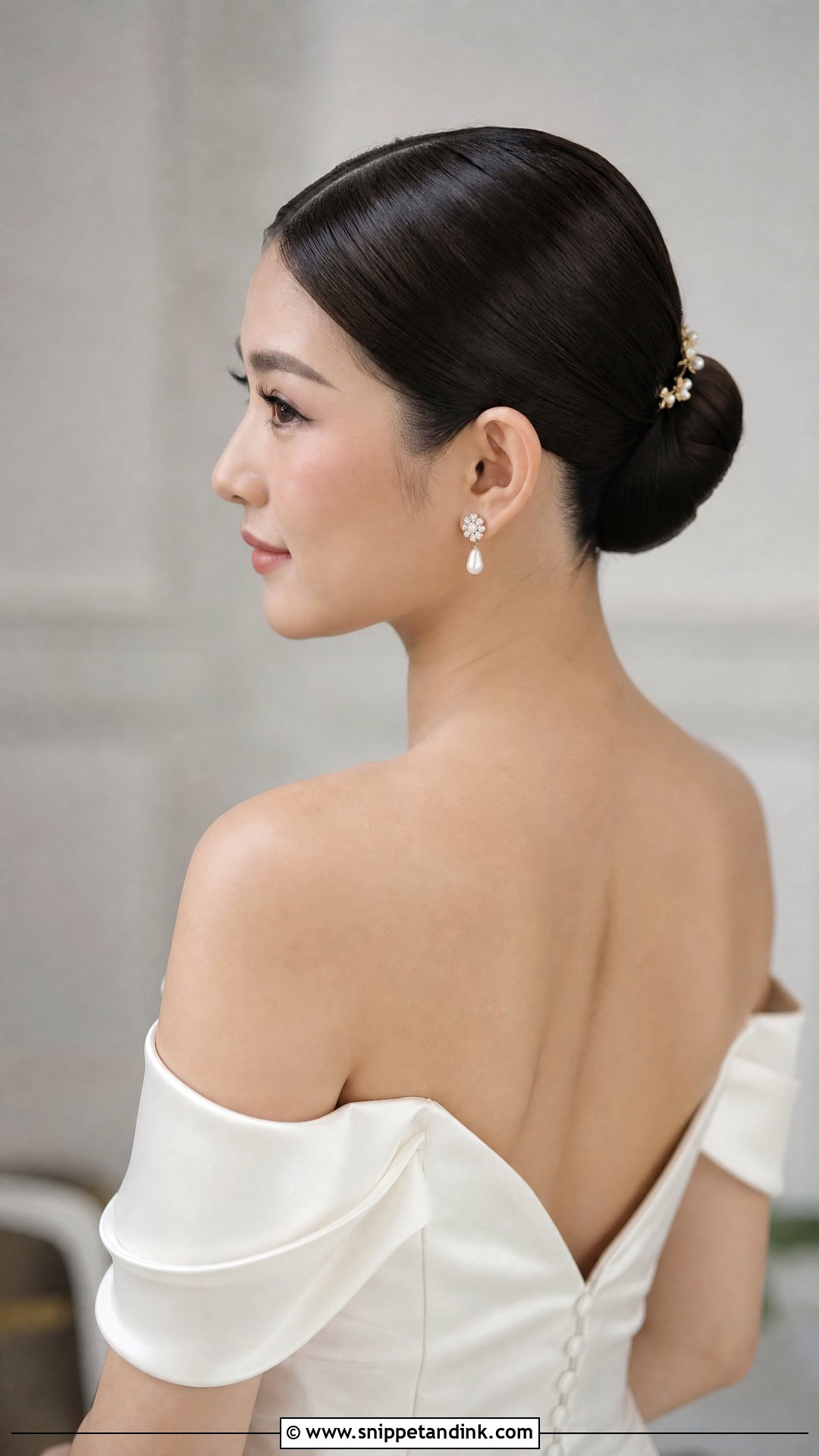 Asian Bridal Sleek Bun - Snippet and Ink - 15 Asian Bridal Hair Updo Ideas
