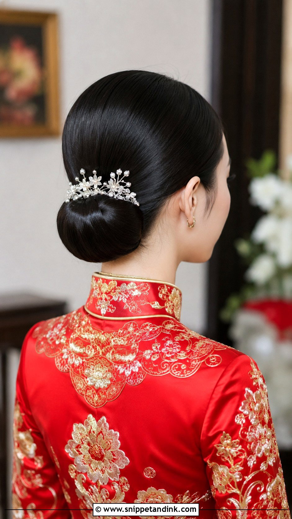 Asian Bridal Sleek Chignon - Snippet and Ink - 20 Asian Bridal Hairstyles