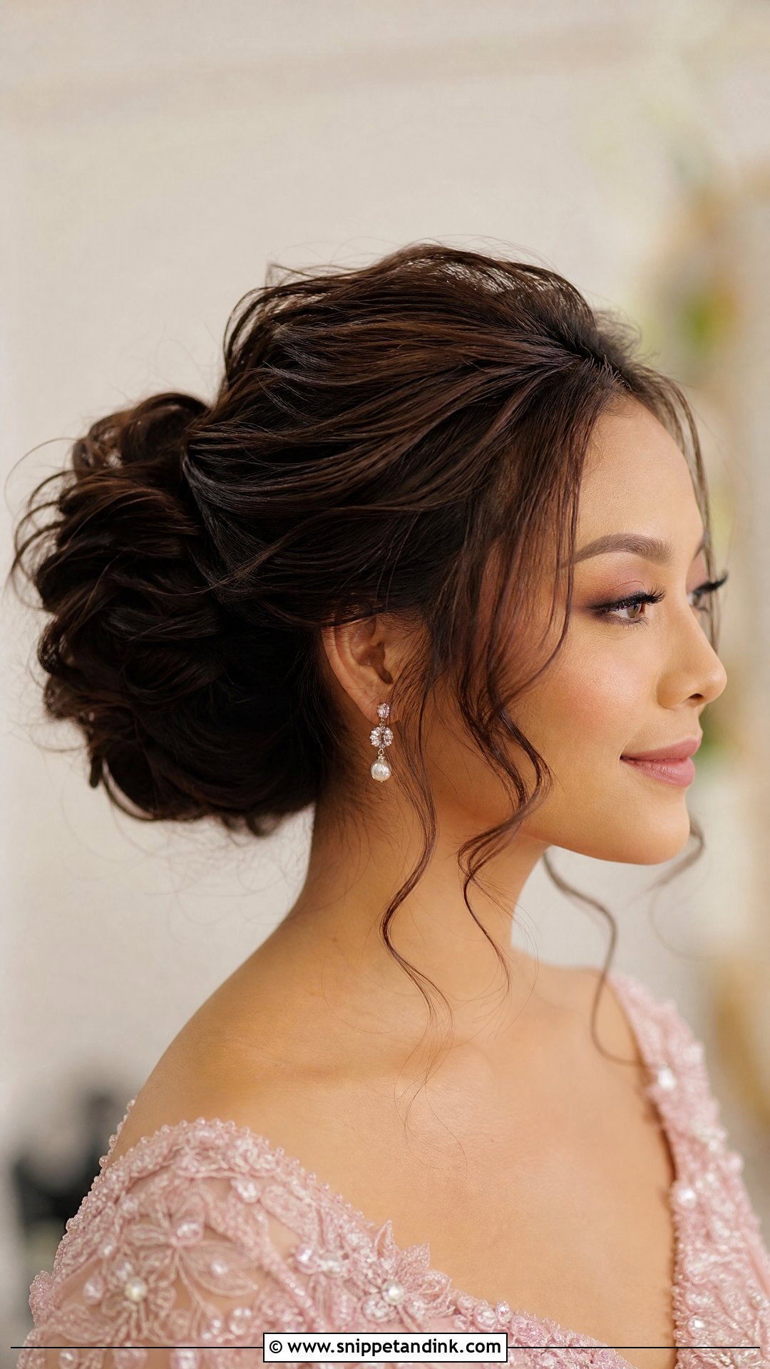 Asian Bridal Textured Bun - Snippet and Ink - 15 Asian Bridal Hair Updo Ideas
