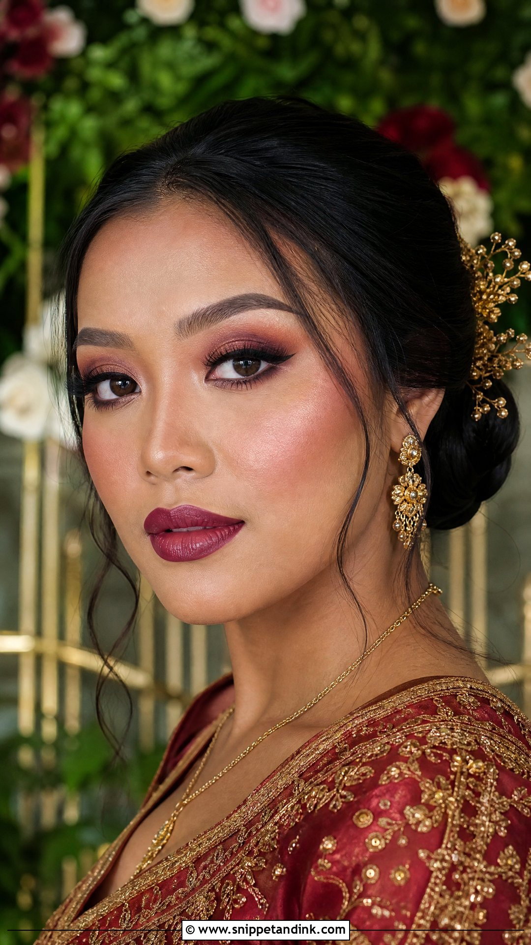 Asian Bride Burgundy Makeup - Snippet and Ink - 20 Asian Bride Makeup Ideas