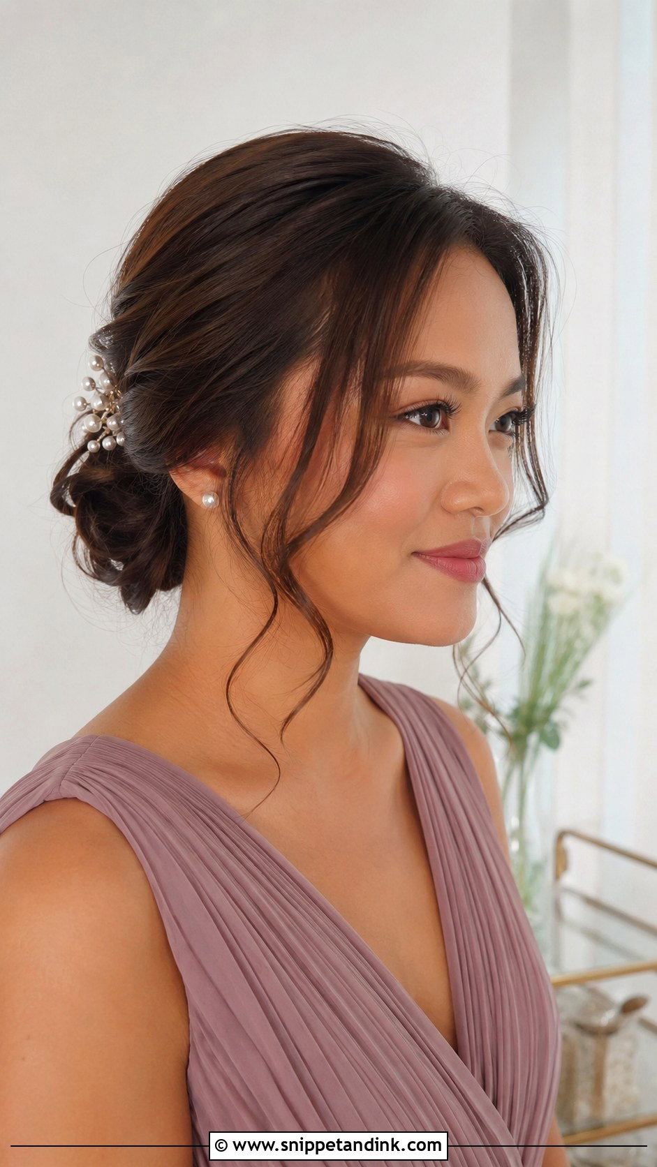 Asian Bridesmaid Shoulder Length Updo - Snippet and Ink - 20 Bridesmaid Hair Asian Ideas