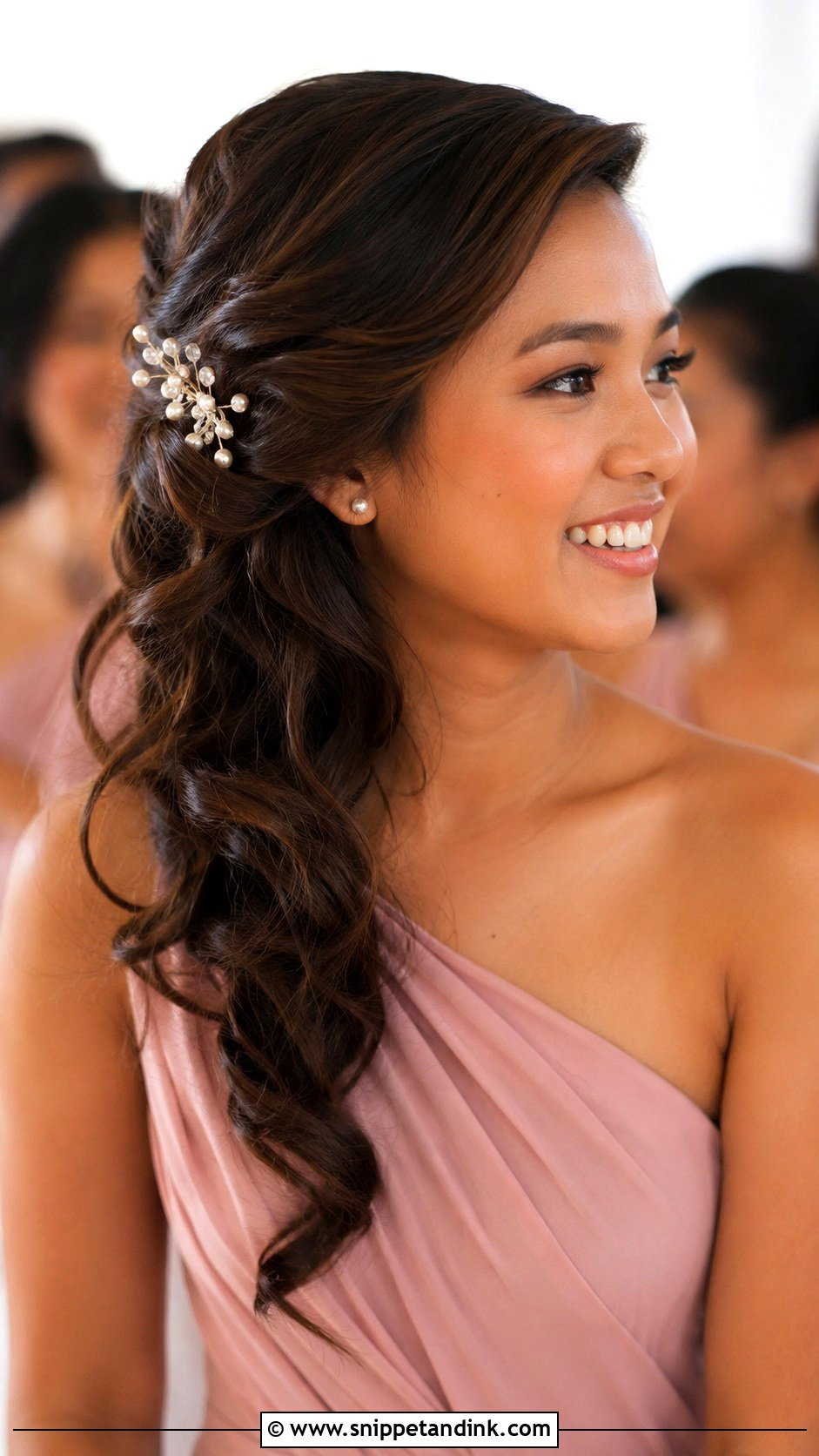 Asian Bridesmaid Side Swept Hair - Snippet and Ink - 20 Bridesmaid Hair Asian Ideas