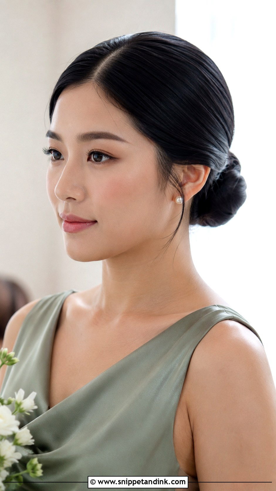 Asian Bridesmaid Sleek Low Bun - Snippet and Ink - 20 Bridesmaid Hair Asian Ideas