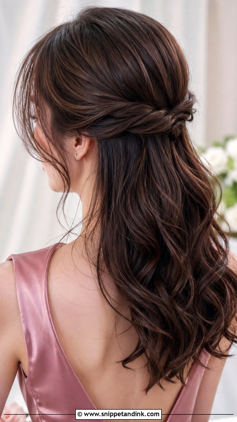 Asian Bridesmaid Twisted Half Up Hair - Snippet and Ink - 20 Bridesmaid Hair Asian Ideas