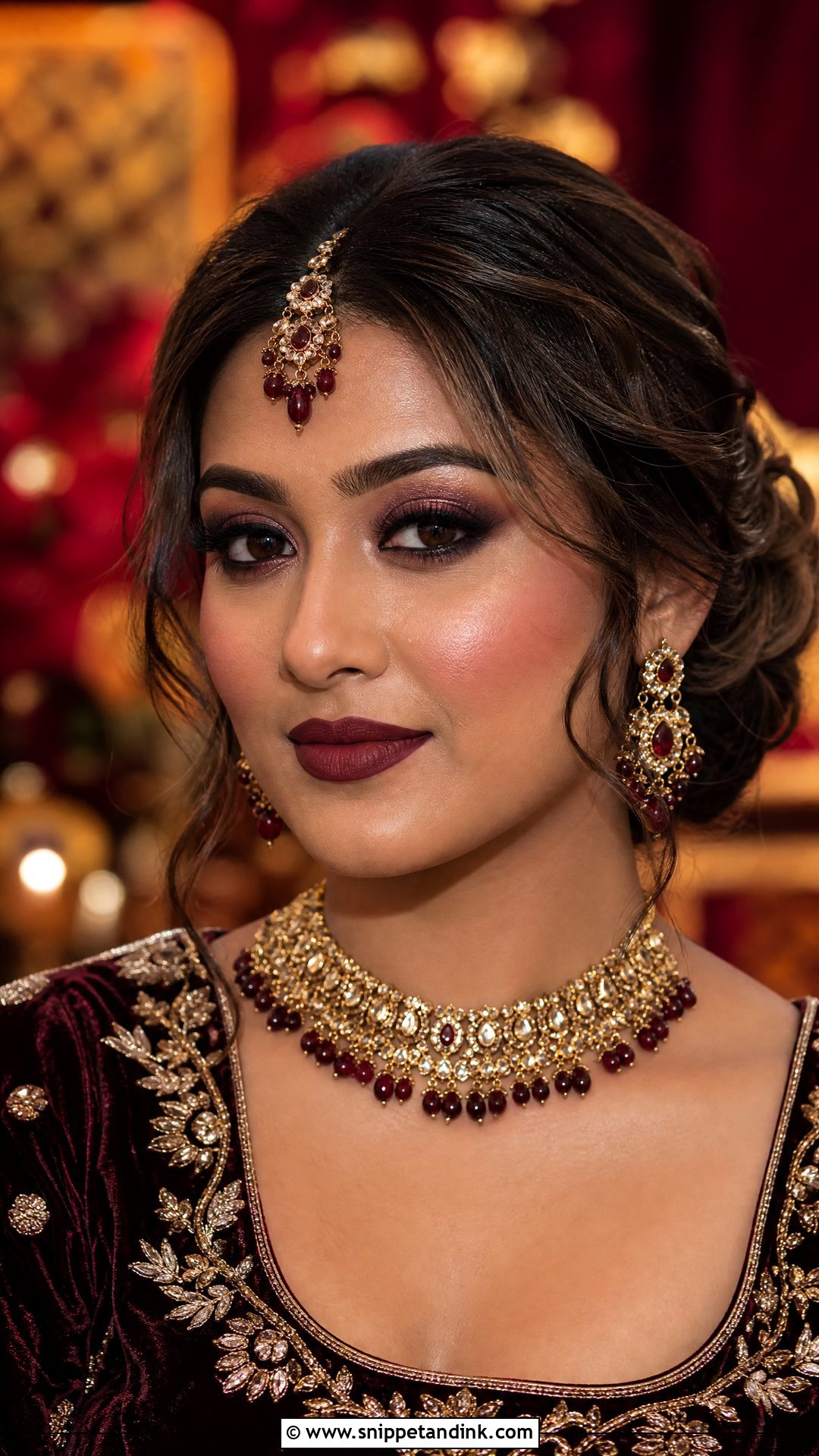 Asian Wedding Makeup With Burgundy Lip - Snippet and Ink - 25 Asian Wedding Makeup Ideas