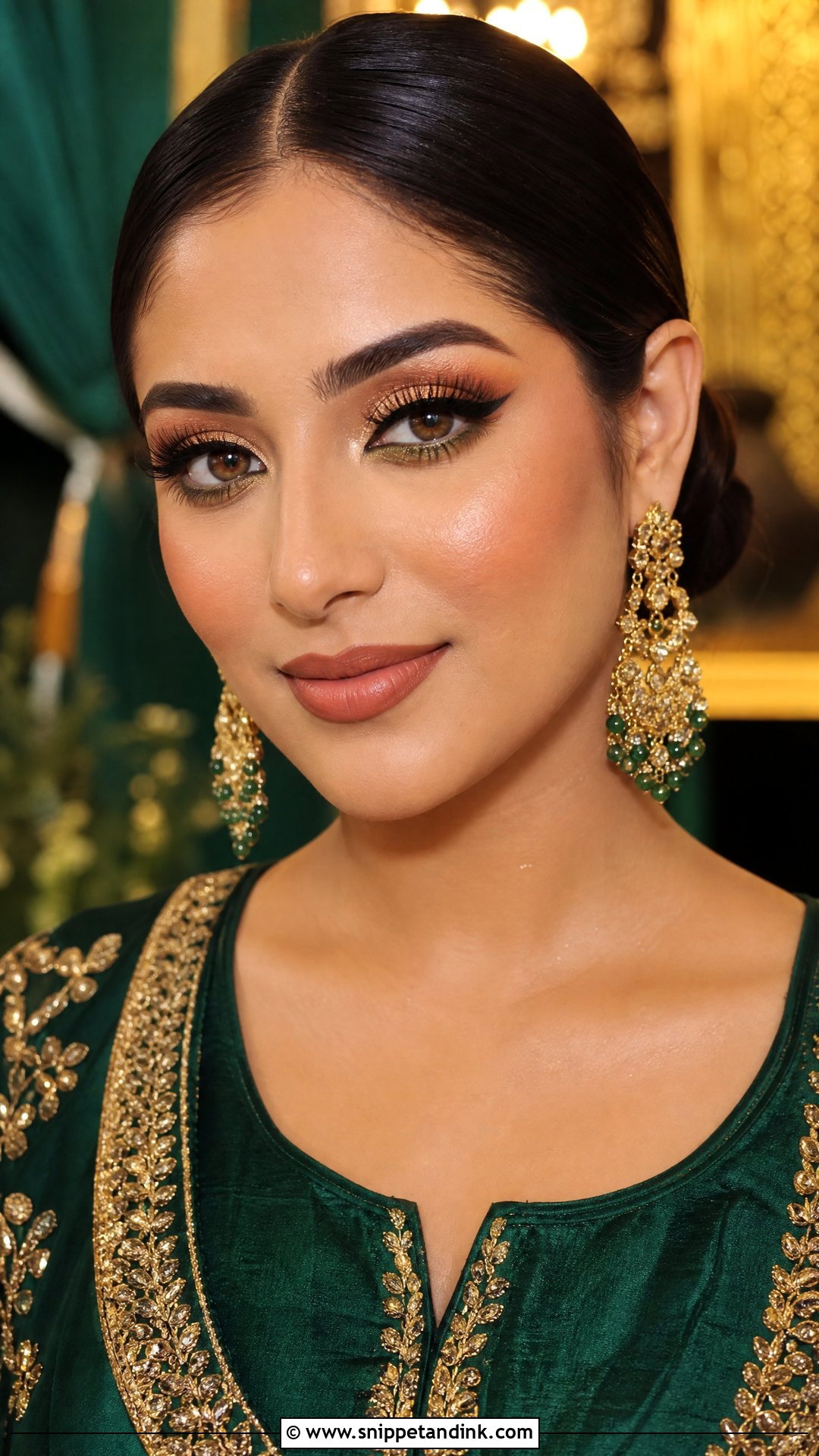Asian Wedding Makeup With Emerald Outfit - Snippet and Ink - 25 Asian Wedding Makeup Ideas