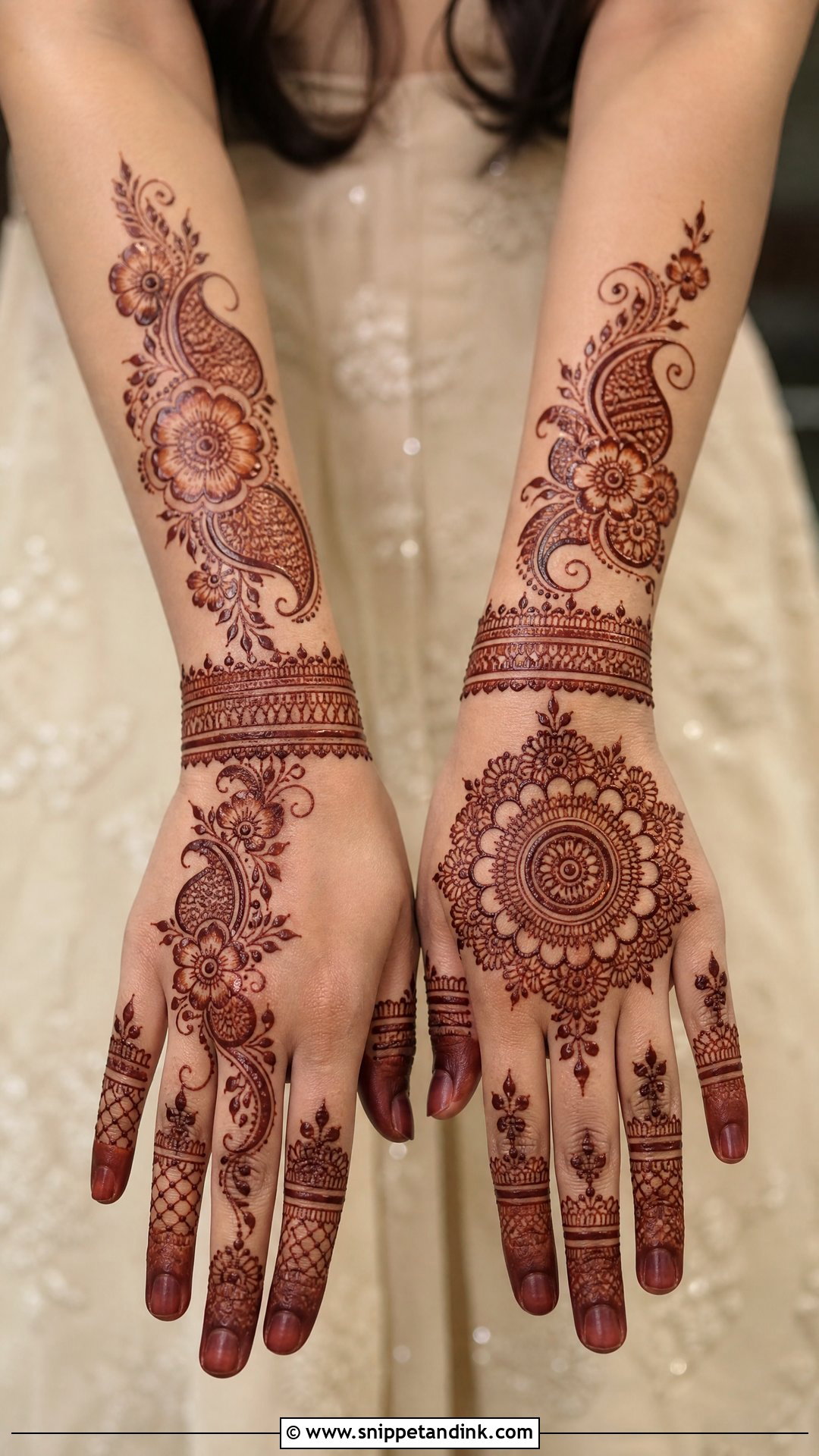 Asymmetric Bridal Back Full Hand Mehndi Design - Snippet and Ink - 25 New Bridal Back Full Hand Mehndi Designs