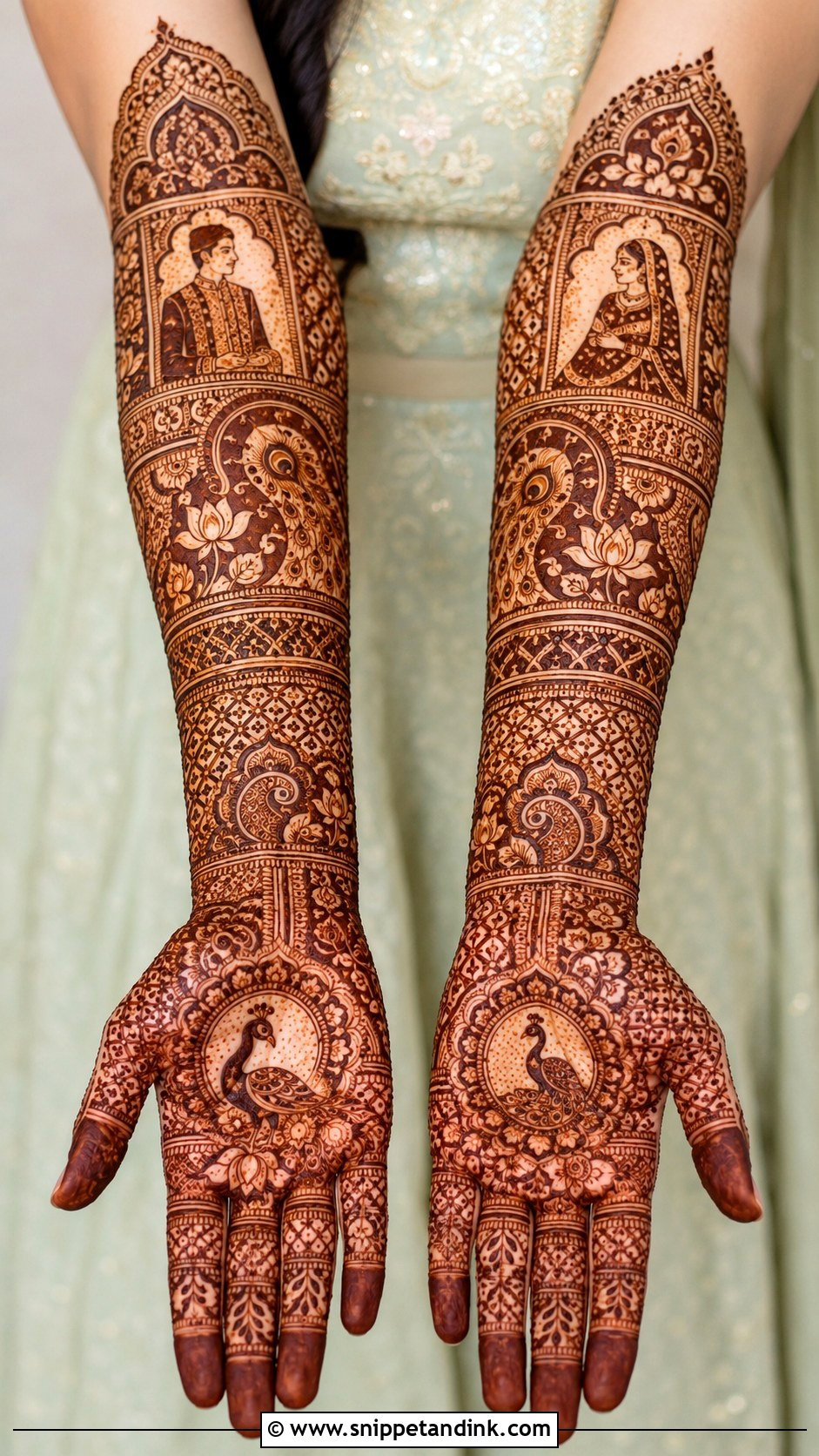 Asymmetric Bridal Mehndi Design - Snippet and Ink - 35 Unique Bridal Mehndi Designs