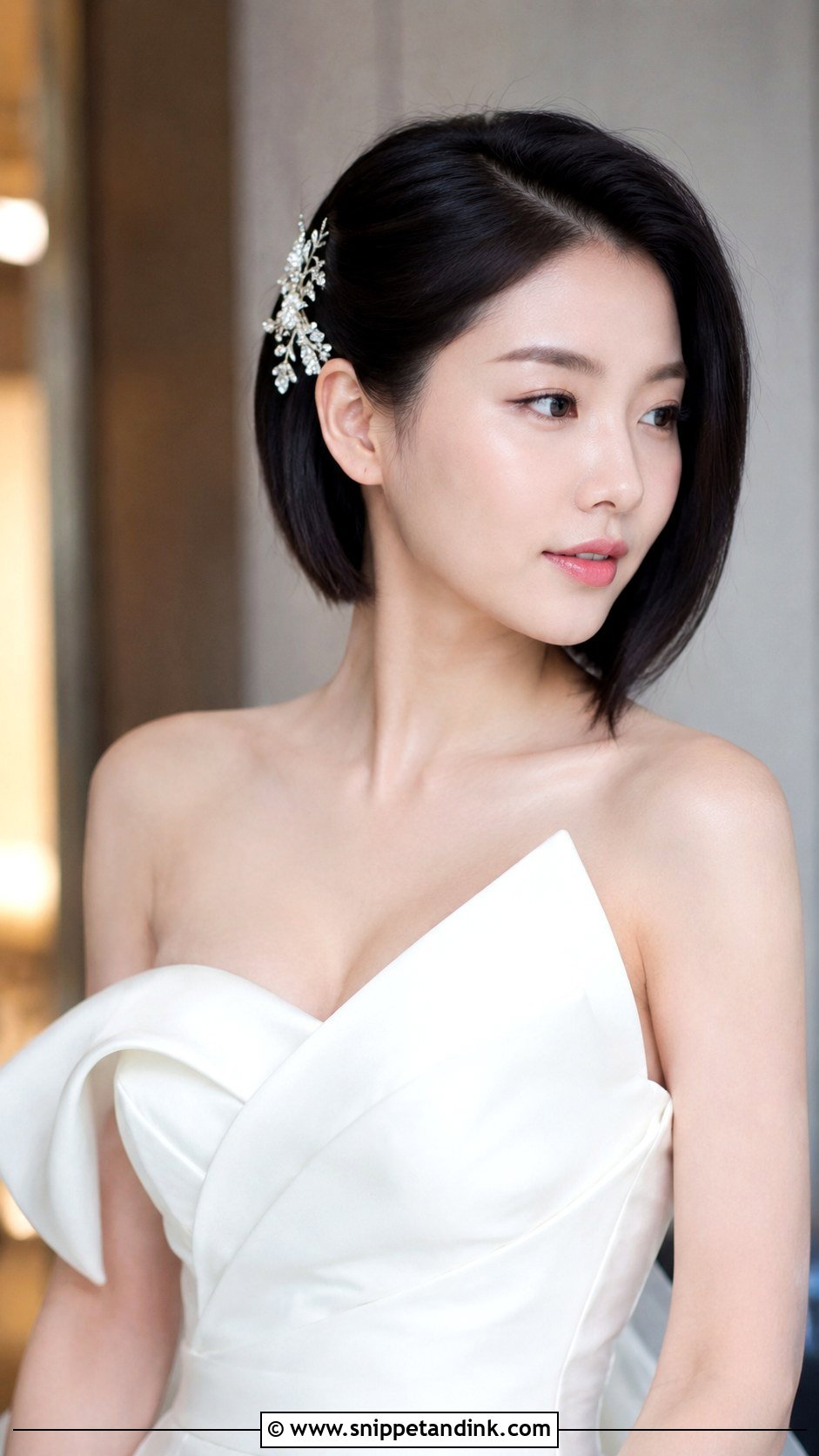 Asymmetrical Bob With Comb - Snippet and Ink - 20 Short Bob Wedding Hair Ideas