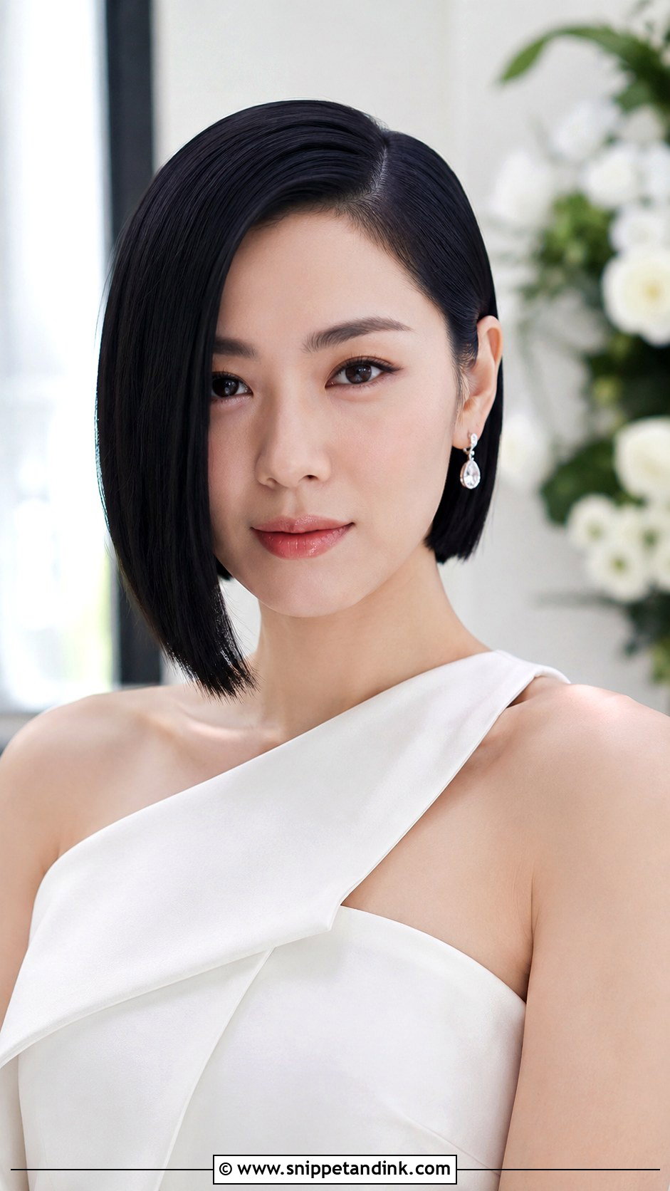 Asymmetrical Bob With Deep Part - Snippet and Ink - 20 Cute Wedding Hairstyles for Short Hair