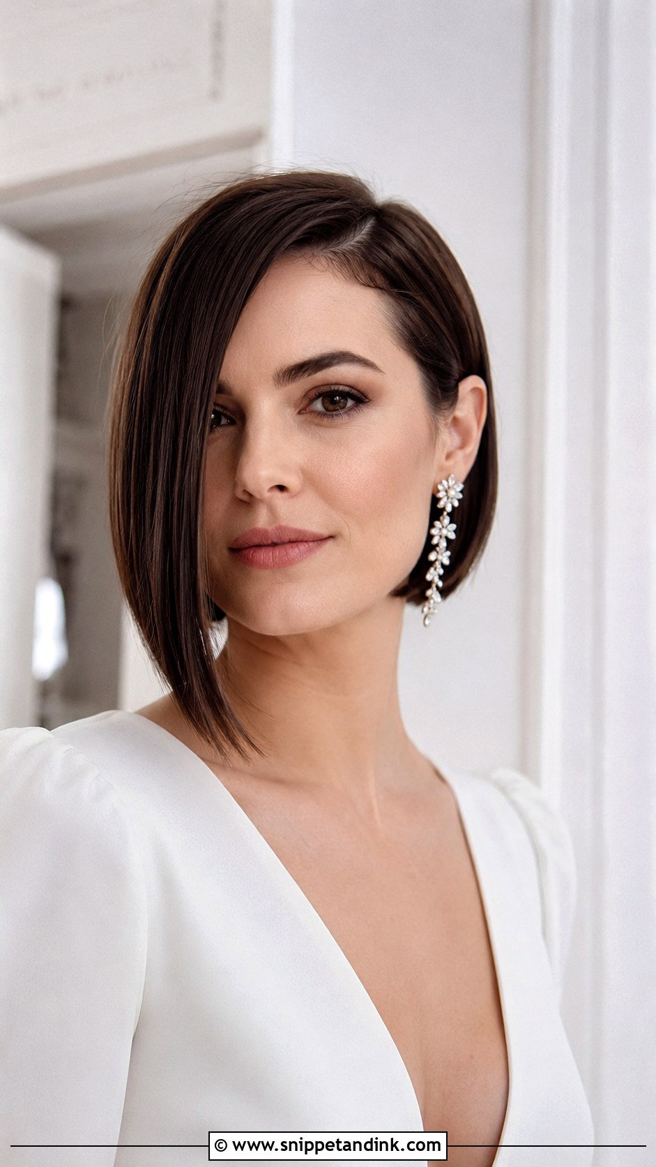 Asymmetrical Bob With Sleek Finish - Snippet and Ink - 25 Short Hair Bridal Hairstyles
