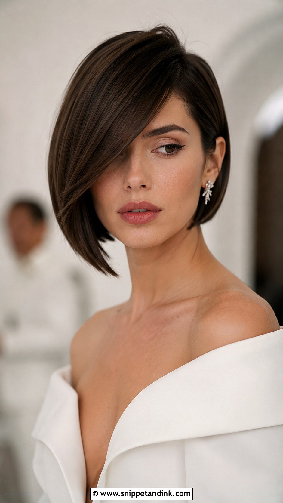 Asymmetrical Bob With Swept Bangs - Snippet and Ink - 30 Bob Wedding Hairstyles