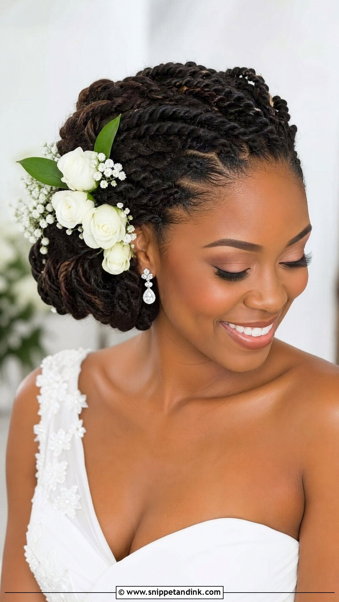 Asymmetrical Braided Updo for Brides - Snippet and Ink - 20 Natural Hair Styles for Brides