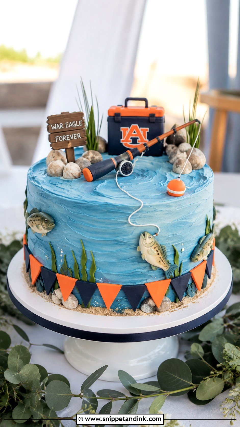 Auburn Fishing Groom Cake - Snippet and Ink - 20 Auburn Wedding Groom Cake Ideas
