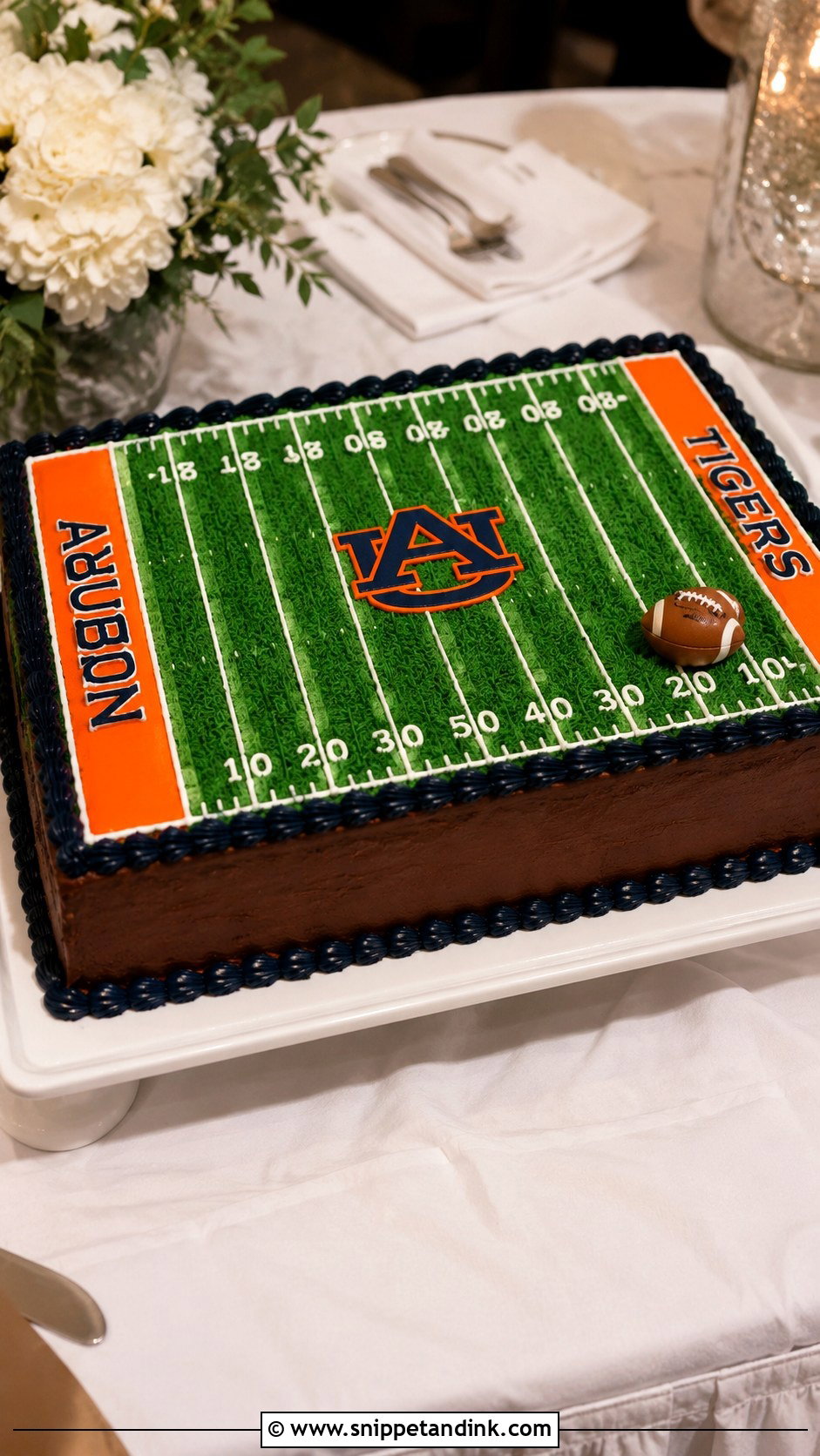 Auburn Football Field Groom Cake - Snippet and Ink - 20 Auburn Wedding Groom Cake Ideas