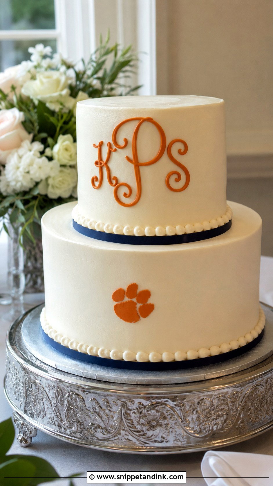 Auburn Groom Cake With Monogram - Snippet and Ink - 20 Auburn Wedding Groom Cake Ideas